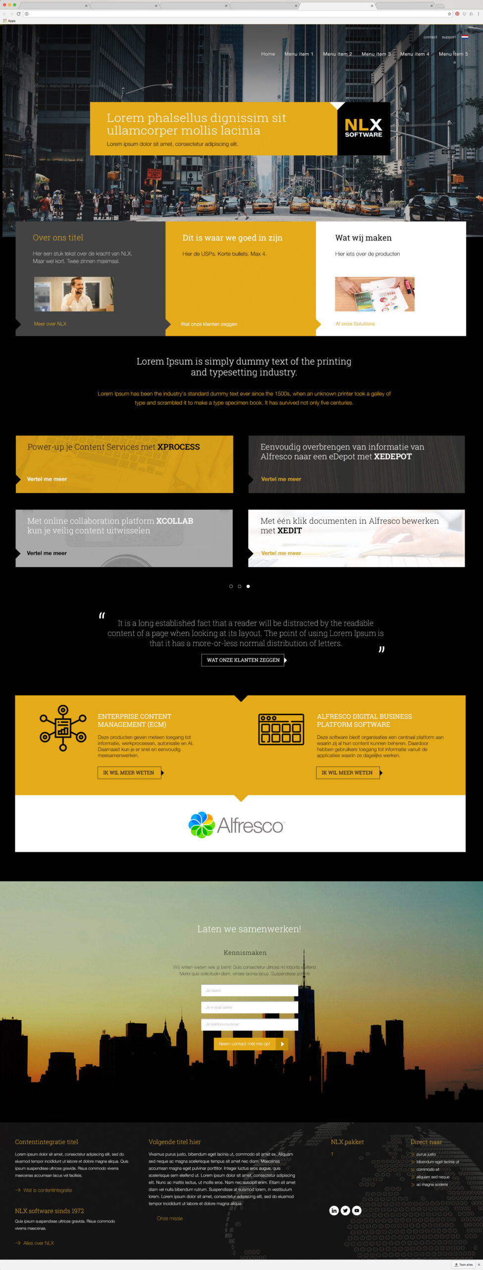 het ontwerp van de website van NLX